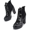 thumbnail image 2 of CAPE ROBBIN NELL CHUNKY BLOCK HIGH HEEL PLATFORM LACE UP BOOTS-BLACK Boots BLACK, 2 of 4