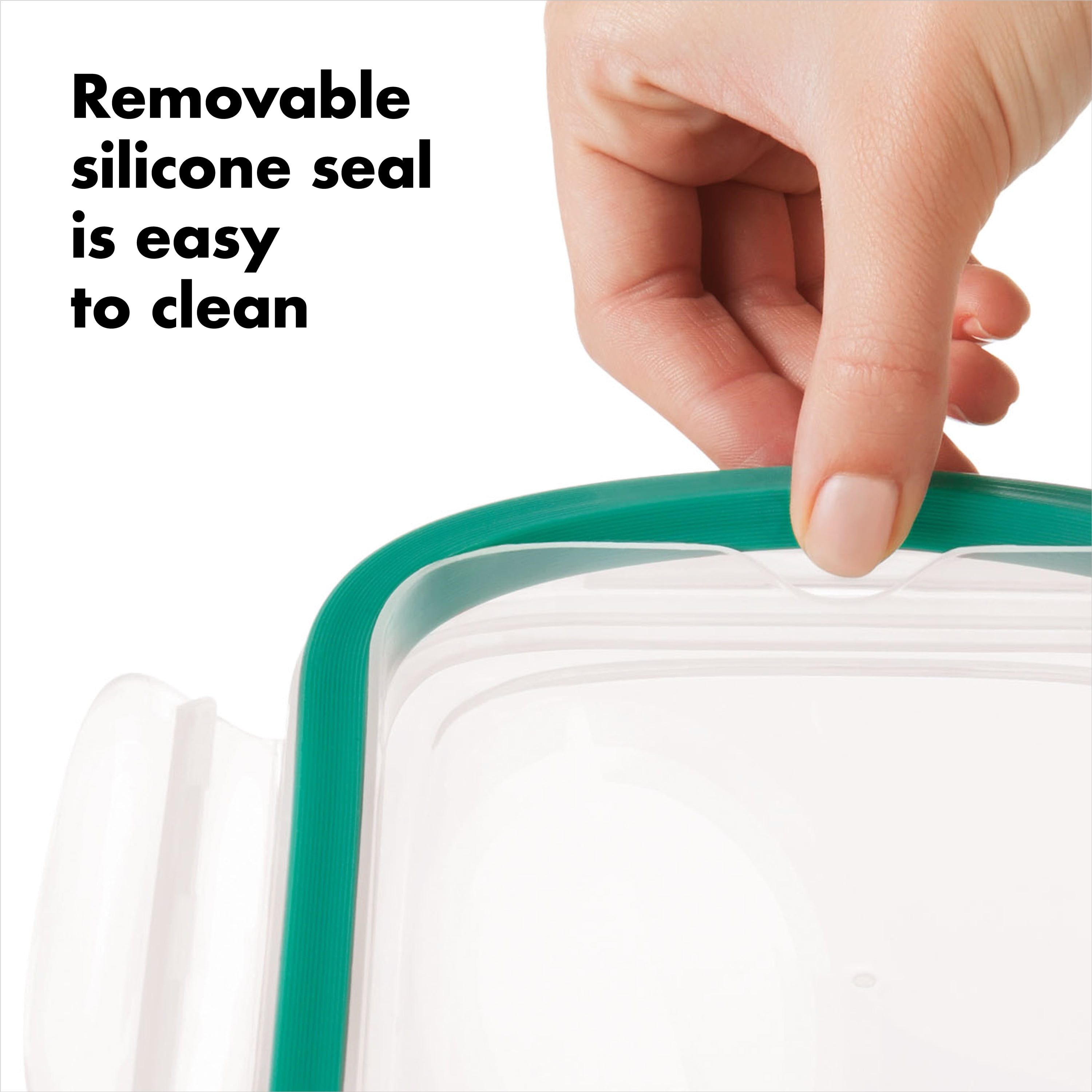 (2 pack) OXO Smart Seal 8-Cup Rectangle Glass Food Storage Container, Teal
