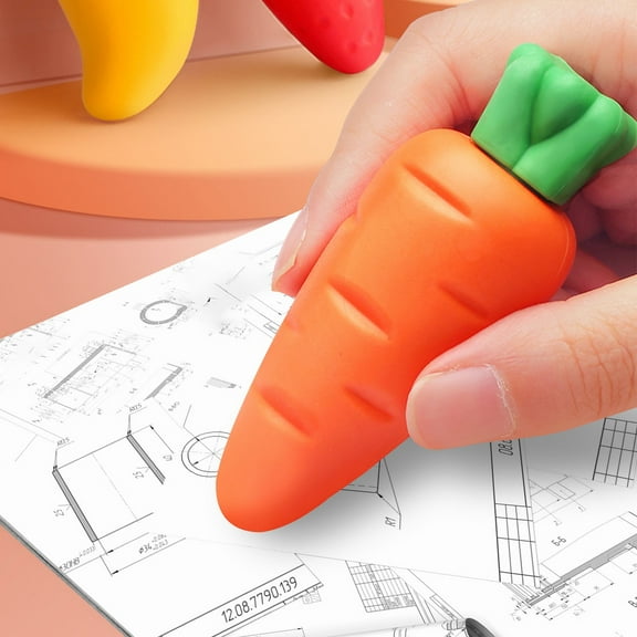 Meiiso Orange Jumbo Fruit Carrot Eraser, Cute Clean Traceless sch○○l Tool, Traceless Learners Chip Rubber Creative Stàtí○ñér'y