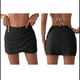 thumbnail image 3 of Falda para Mujer de Cintura Alta, Fruncida, Corta y Cruzada. Negro XL, 3 of 7