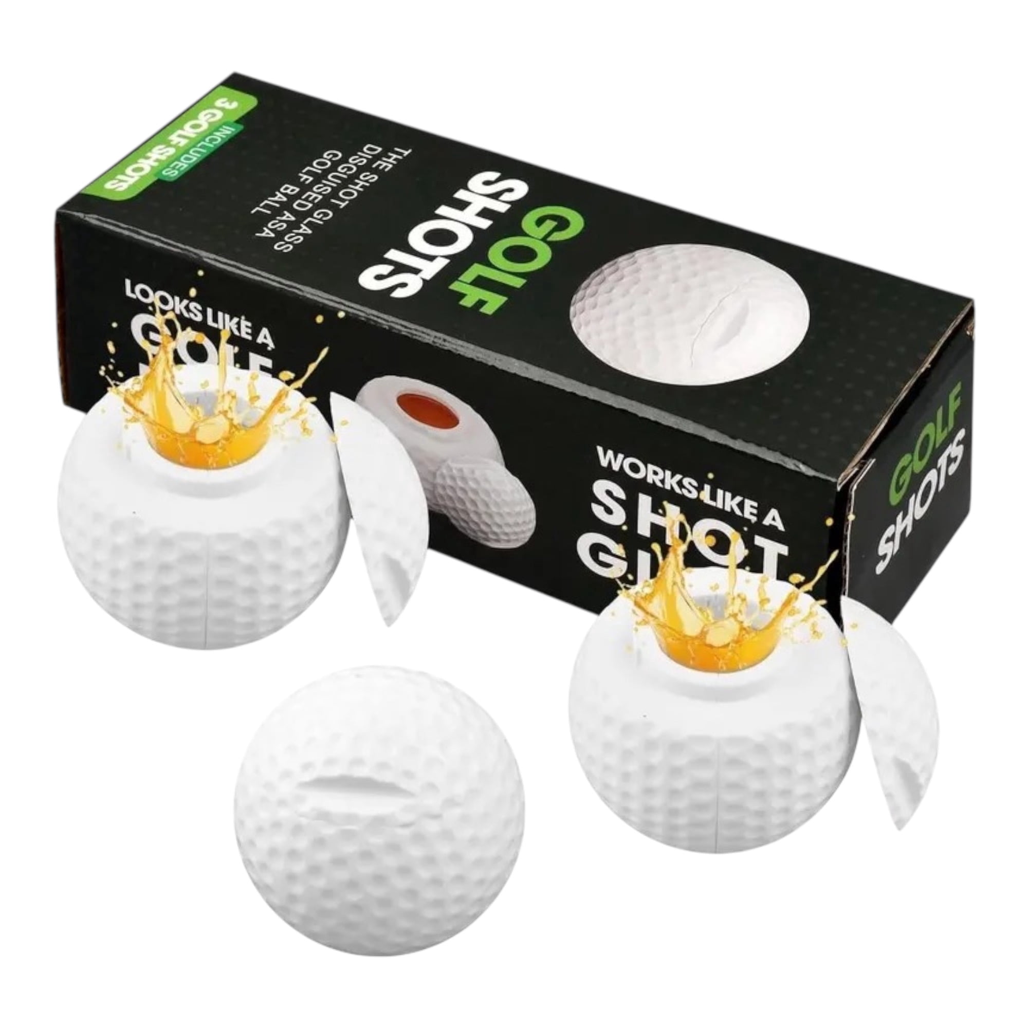 GoSports, Mulligan Shots Golf Ball Shot Glasses, 12 Pack, White