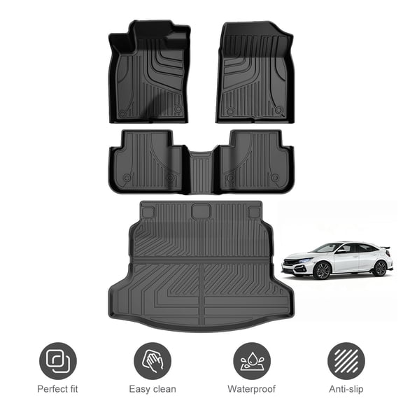 Fit for 2022-2026 Honda Civic Hatchback Sport/EX-L/LX (Not for Hybrid/Sport Touring) All Weather TPE Floor Mats & Cargo Liner Full Set Car Protection Mats