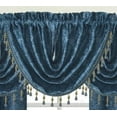 thumbnail image 2 of Luxury Home Textile Modern Blue Damask Rod Pocket Light Filtering Kitchen Curtain Sets, 54 x 84 in, 2 of 3