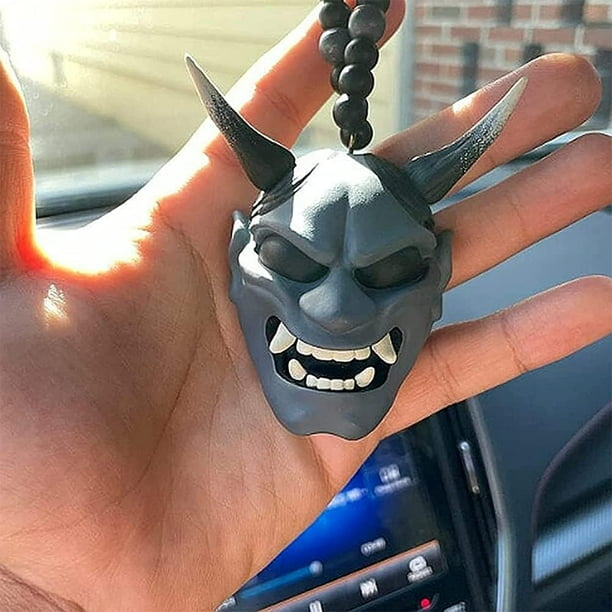 1PC Masque Hannya Japon Démon Cornes Samouraï Casque Kabuto Charme Rétroviseur De Voiture Hannya Oni