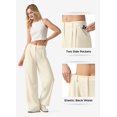thumbnail image 4 of Pantalones de trabajo Willit de pierna ancha y cintura alta para mujer, color blanco roto, 4 of 5