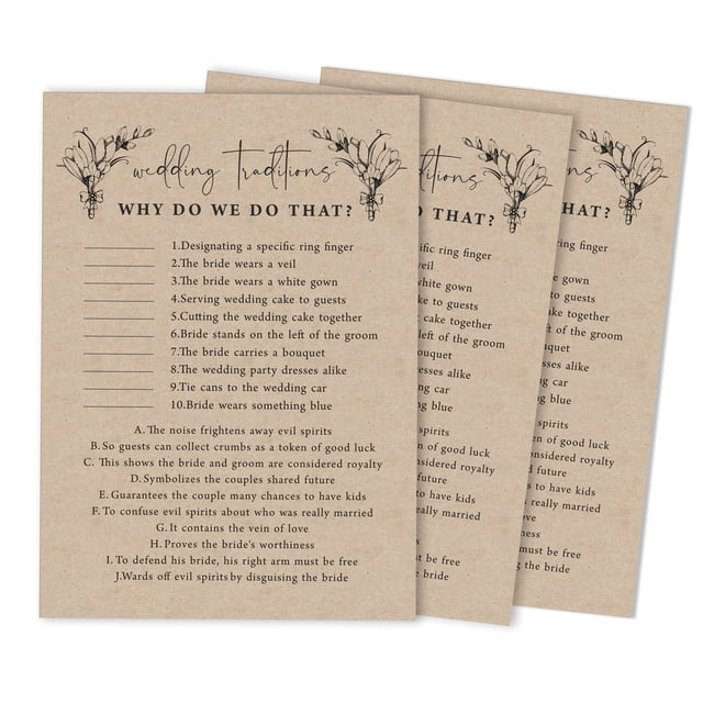 Inkdotpot 50-PackRustic Kraft PaperWhy Do We Do That Bridal Wedding ShowerGameBachelorette Party ActivityGameCards