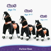 PonyCycle Kid-Powered Hores Ride-On Toy, No Battery, Smooth Wheels, Ages 3-4, Black, Ux326