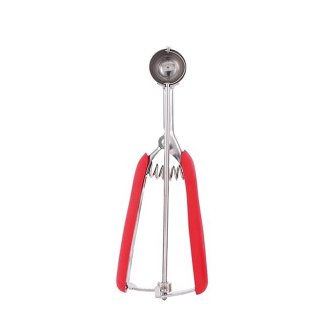 Cuillère à Crème Glacée 3cm Boule à Biscuits Cuillère en Acier Inoxydable Boule de Crème Glacée Purée de Pommes de Terre Outil de Cuisine-Rouge, 1 * Pelle à Crème Glacée, Rouge&Argent