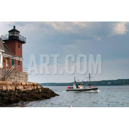 Rockland Breakwater Lighthouse Guards the Entrance to Rockland Harbor, in Maine. Print Wall Art By Allan Wood