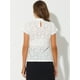 thumbnail image 5 of Blusa Semitransparente Con Cuello Alto Y Manga Corta Con Abertura En La Espalda Y Encaje Para Mujer blanco XL, 5 of 6