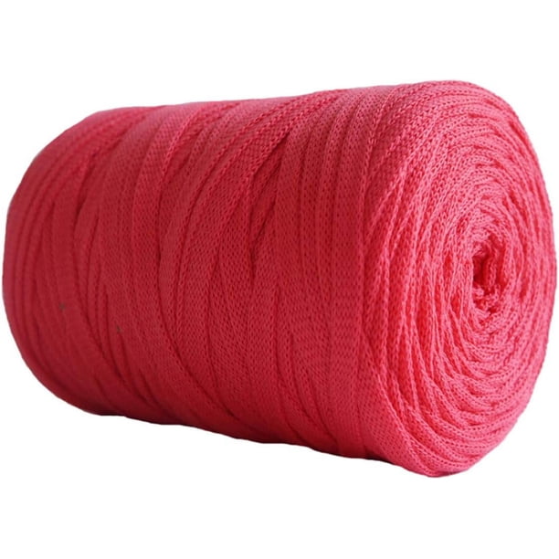 Zhuge 250 g 8,1 oz Hilos de fantasía de color sólido para hacer tú mismo bolsos, carteras, alfombras, cojines, tela de algodón, hilo para tejer a crochet, rojo sandía
