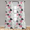 thumbnail image 2 of Tropical Window Curtains, Geometric Watercolor Triangles Pineapples Dots on Plain Back Art, Lightweight Decor 2-Panel Set with Rod Pocket, Pair of - 28"x63", Charcoal Grey and Hot Pink, by Ambesonne, 2 of 3