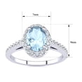 thumbnail image 5 of SuperJeweler 1 Carat Oval Shape Aquamarine and Halo Diamond Ring In Sterling Silver For Women, 5 of 6