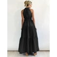 thumbnail image 6 of Women'S Summer Floral Maxi Sun Dress Sleeveless Halter Neck Flowy Ruffle Hem Long Boho Dresses with Belt Black L, 6 of 7