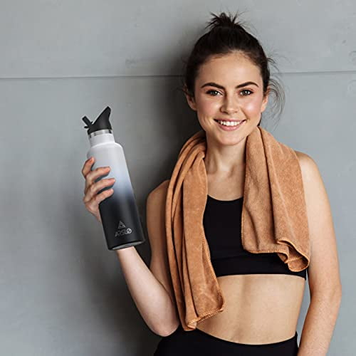 Arslo Stainless Steel Double Wall Water Bottles, Vacuum Insulated Bottle With Straw Lid, Insulated Water Bottle Keeps Water Cold for 24 Hours, Hot for 12 Hours, Hiking, Sports