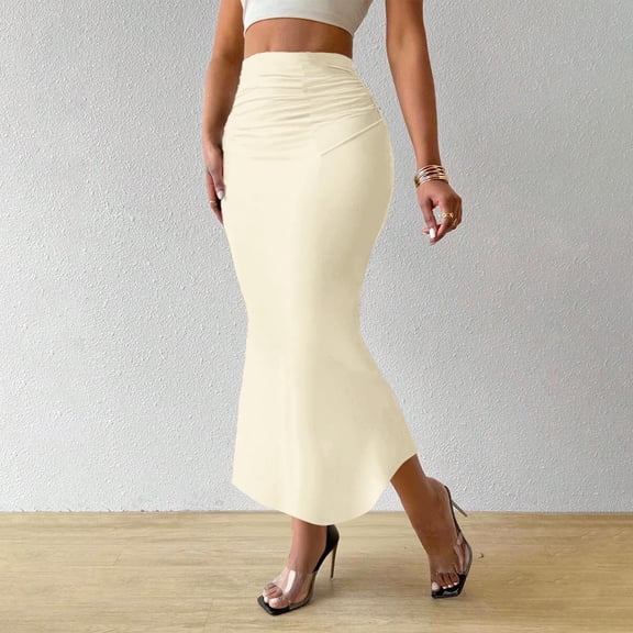 Taylonsss Womens Skirt High Waist Mermaid Hem Bodycon Fit Solid Color Fashionable Casual Style