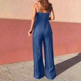 thumbnail image 4 of Summer Sleeveless Jumpsuits for Women V Neck Adjustable Spaghetti Straps Loose Fit Wide Leg Pants Rompers Outfits, 4 of 7