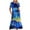Blue, variant on Summer Plus Size Dresses for Women 2024 Short Sleeve Round-Neck Loose Printed Color Long Dress Save to 65% off!