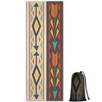 Ethnic Geometric Striped Pattern Hot Yoga Mat Towel Non Slip for Hot Yoga - Quick-Drying Yoga Mat Cover with 4 Corner Pockets with Travel Bag - Hot Yoga Towel Non Slip 74"x26"