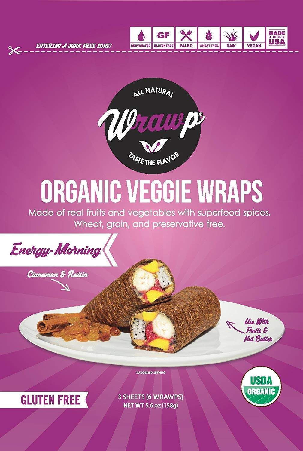 WrawP Organic Veggie Wraps GlutenFree Paleo Energizing Morning 6