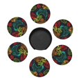 thumbnail image 3 of PAYOHTO Bright Pattern Joysticks Game Premium PU Leather Coasters Set - 6 Stylish Round Drink Coasters with Storage Box for Home and Office Use, 3 of 6