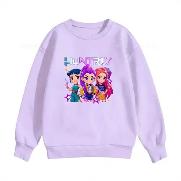 Moonsky Sudadera de cuello redondo Pop De-on - Sudadera de manga larga con estampado del cantante HUNTR/X - Sudadera de cuello redondo y manga larga para hombre y mujer Morado claro 150
