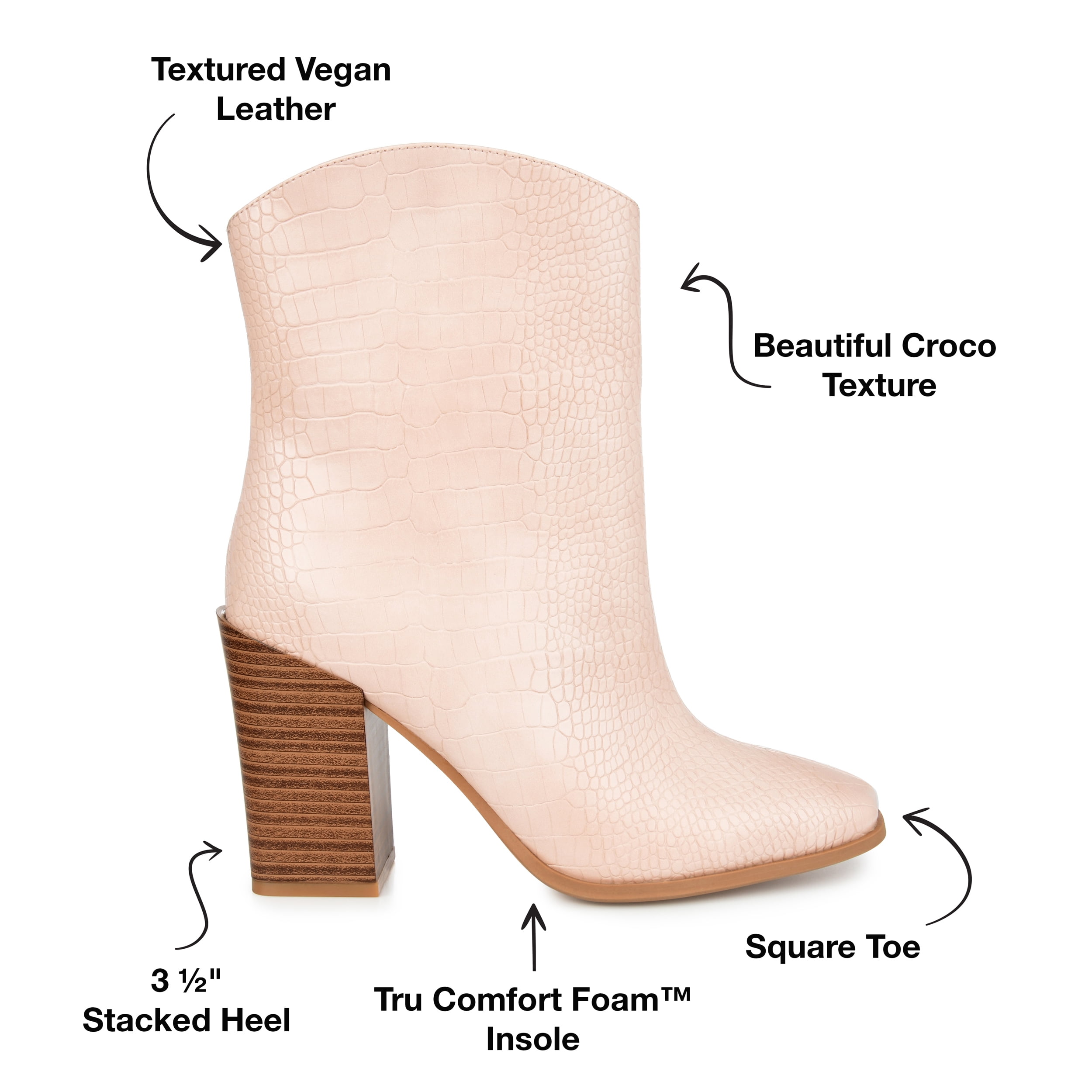 Journee Womens Brekinn Pull On Stacked Heel Booties