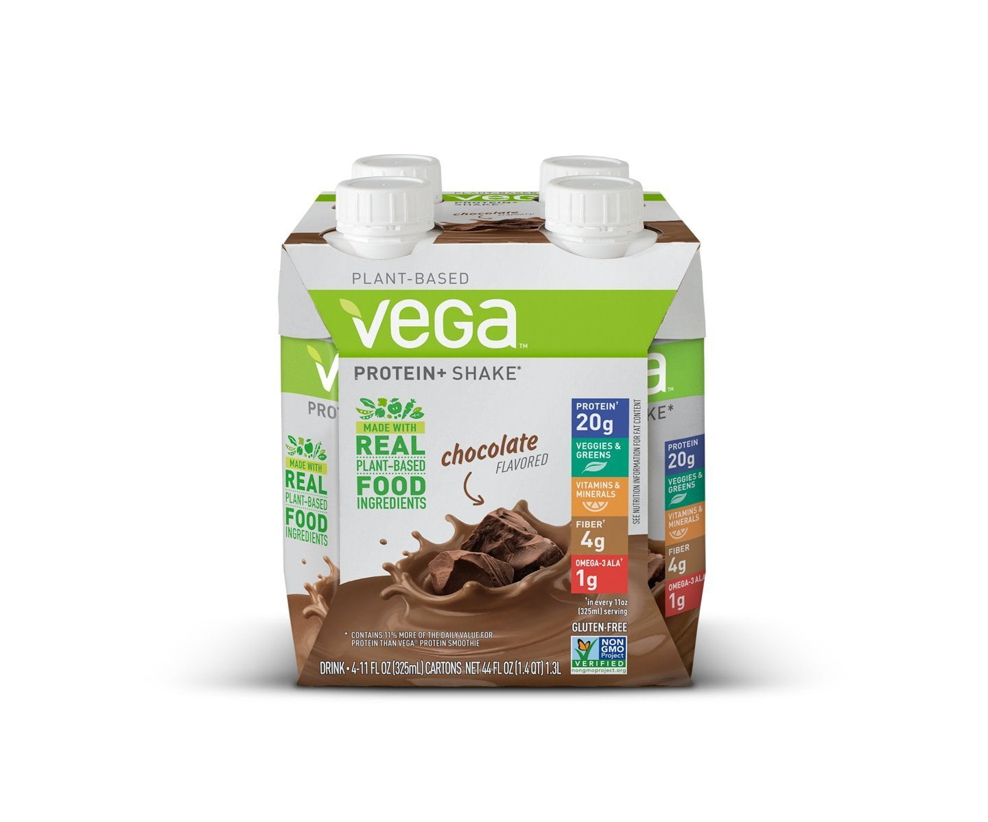 Vega Protein+ Ready to Drink Shake, Chocolate, 11 Fl Oz, Pack of 12