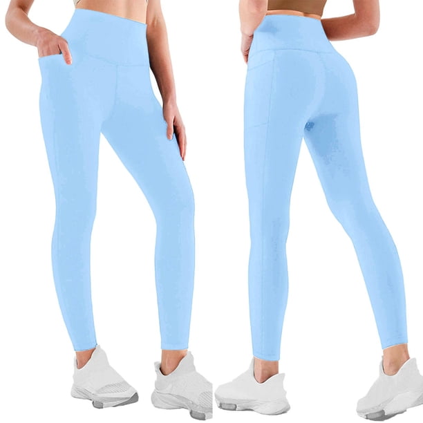 WILLBEST Pantalones de Yoga de Cintura Alta para Mujer, Leggings de Entrenamiento Suaves Y Largos, Pantalones Elásticos Cómodos de Talla Grande con Bolsillos Chica