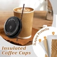 thumbnail image 3 of 500 Pack 12 oz Disposable Insulated Paper Coffee Cups with Lids and Straws, Corrugated Ripple Wall Hot Drink Cups for Office, Coffee Bar, To Go, Eco-Friendly, 3 of 10