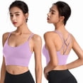 thumbnail image 4 of Zrbywb Simple Comfort Women Bra Womens Cross Back Sport Bras Padded Strappy Criss Cross Cropped Bras For Yoga Workout Fitness Low Impact Bras, 4 of 4
