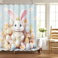 thumbnail image 6 of NWOKYZGH 1Pc Easter Bunny Shower Curtain Colorful Eggs Cute Spring Farmhouse Rustic Holiday Wooden Window Nature Green Leaves Floral Bathroom Curtain, 35 X 70 Inch, 6 of 6