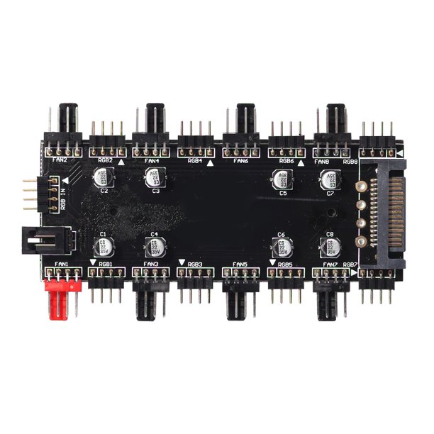 Btafrte Divisor Multidireccional 1 A 8 ARGB/RGB PWM Fan Hub RGB Strip Splitter (12V 4Pin)