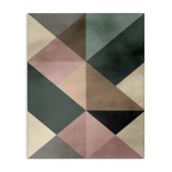 Stupell Industries Mid-Century Abstract Woven Geometric Shapes Contrasting Triangles Earth Tones Canvas Art, 16 x 20, by Design Fabrikken