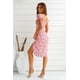 thumbnail image 5 of Cismea - Maxi Vestido de Verano para Mujer, Informal, Bohemio, Floral, Cuello en V, Manga Corta, Dobladillo con Volantes, Dividido, Vestidos Largos de Playa（Rosa） Cismea falda, 5 of 5
