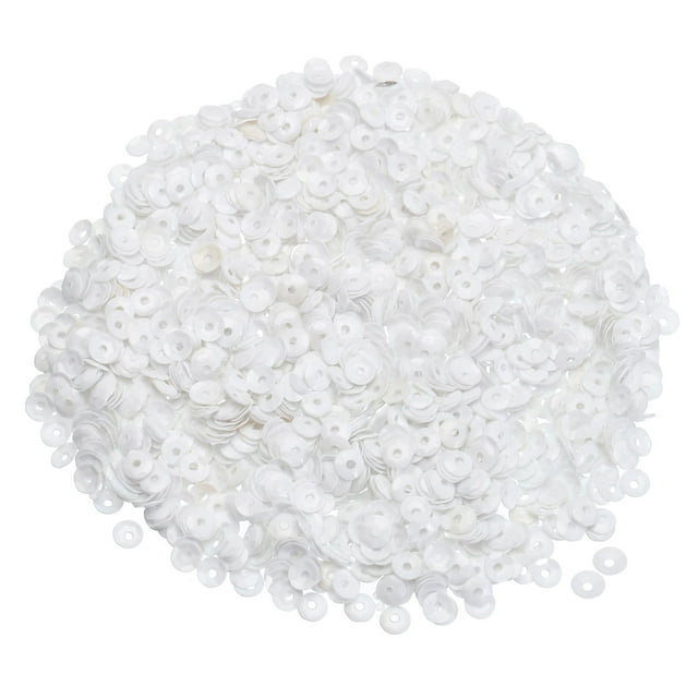 Unique Bargains Loose Sequins 4MM 3000Pcs Cup Sequins Embroidery Sequins for Jewelry Making Crafts Sewing,White
