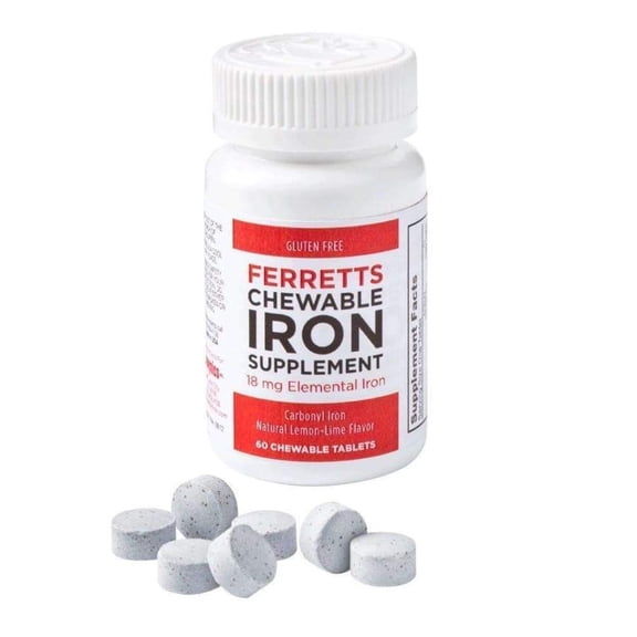 Ferretts Chewable Iron Supplement (Carbonyl Iron) 60 Tablets