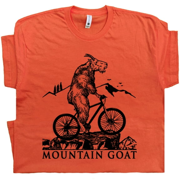 Mountain Bike T Shirt Goat Riding Bicycle Shirts For Men Women Cool Vintage Biking Graphic Tee Retro MTB Trail Bike Humor