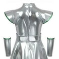 thumbnail image 4 of QQAMB Alien Costume for Girls Shiny Metallic Cap Sleeve Pleated Casual Dress Theme Party Fancy Dress, 4 of 5