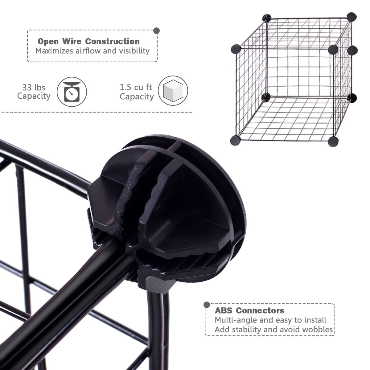Gymax 12 Cube Grid Wire Organizer Wardrobe Shelves Bookcase DIY