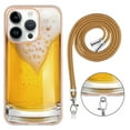 thumbnail image 6 of for iPhone 14 Pro Crossbody Strap Phone Case, Anti-Fall Pattern Clear Design Transparent Soft & Flexible TPU Drop and Shockproof Protective Cover with Adjustable Nylon Neck Strap, Draft Beer, 6 of 7