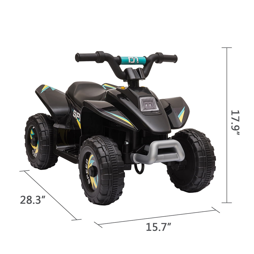 Private Jungle Black 6V Kids 4-Wheeler ATV Quad Battery-Powered Electric Ride On Car Toy
