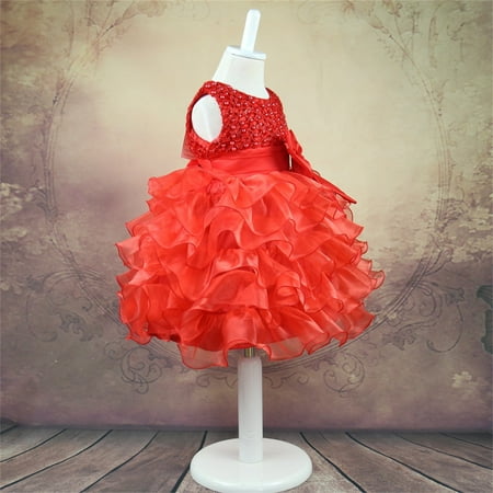 

PEASKJP Plus Size Dress Girls Children Summer Boho Ruffled Sleeveless Sundress Floral Printed Dress Red 0-6 Months
