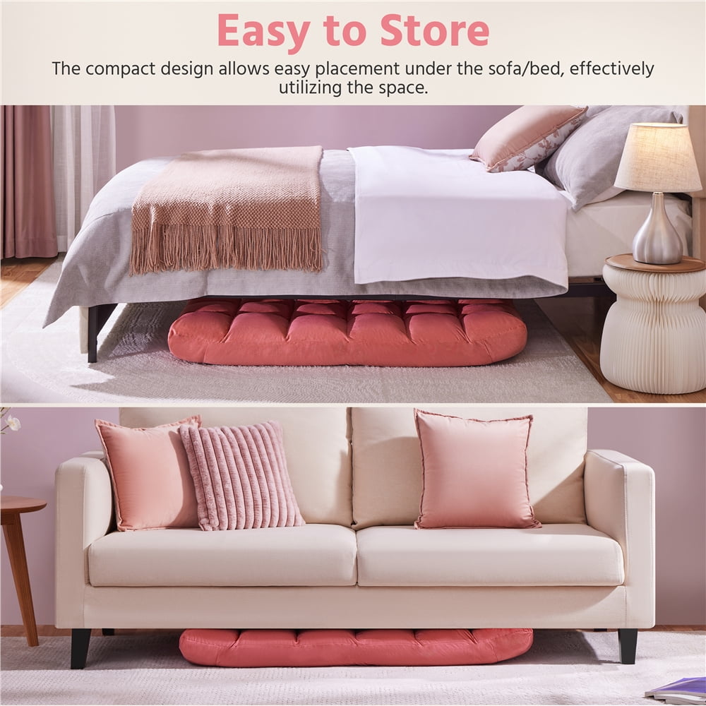 Yaheetech Floor Folding Gaming Sofa Chair with 14 Adjustable Positions, Pink