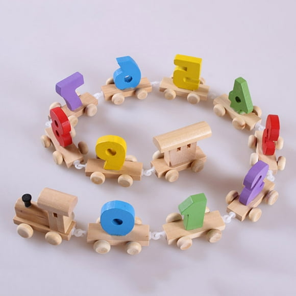 Yesbay Colorful Number 0-9 Wooden Train Small Railway Model Children Educational Toy,Number Train Toy Random Color,Random Color