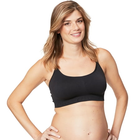 Cake Maternity Cotton Candy Wirefree Nursing Bra for Breastfeeding  Seamless Maternity Sleep Bra  Black  Large