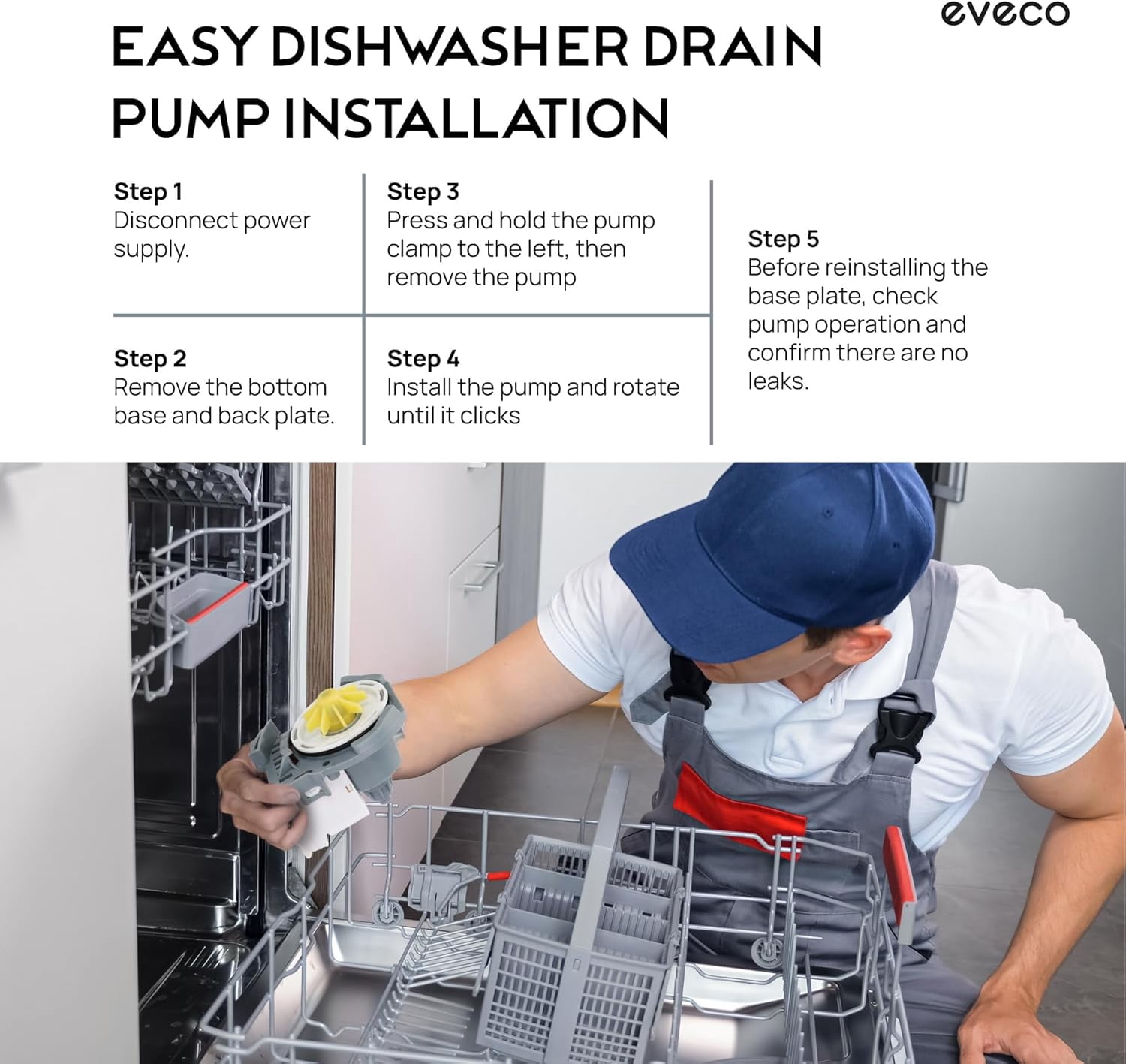 Dishwasher Drain Pump Replacement - Compatible with Whirlpool Kenmore Maytag Kitchen Aid Dishwashers