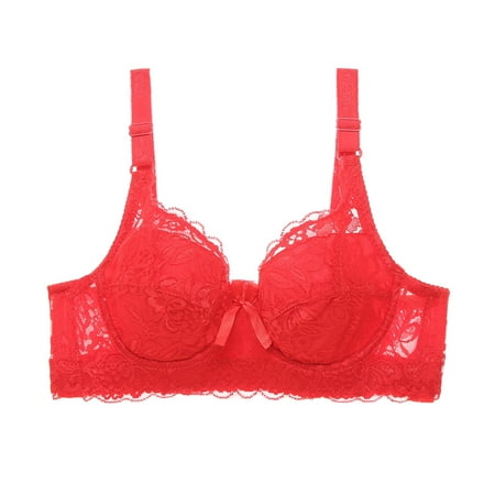 

Ykohkofe Sexy Women Lady Lace Gathered Bra Adjustable Pair Of Thin Breast Cup Underwear