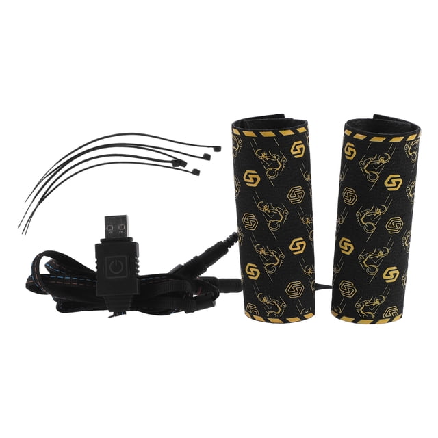 Unique Bargains Heated Motorcycle Hand Grips Cover 5V Handlebar Cover 6 Adjustable Temperature with Memory Function Metal Heating Film Cloth Black 1set