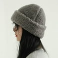 thumbnail image 2 of CoCopeaunts Winter Warm Brimless Melon Cap Women Hip Hop Beanie Artificial Lamb Wool Hat Women Skullcap Cuff Docker Fisherman Beanies Hats, 2 of 6